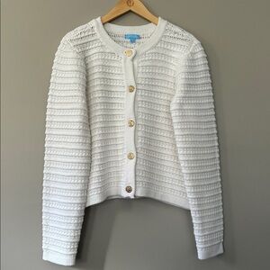 Draper James Knit‎ Button Front Cardigan Jacket Size XL White